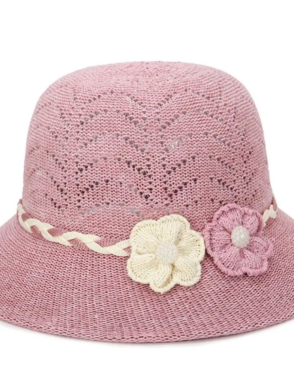 Magik Women Lady Summer Breathable Sun Braided Trim Straw Bowler Cap Cloche Hat